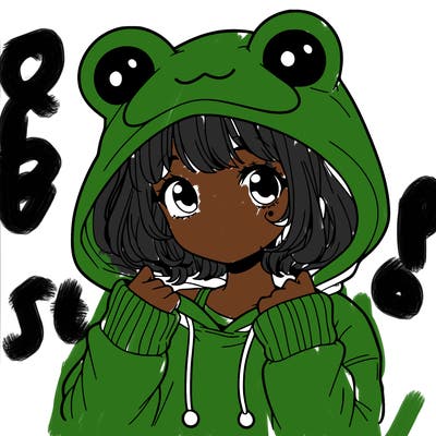 a cute teenage girl wearing a frog hoodie