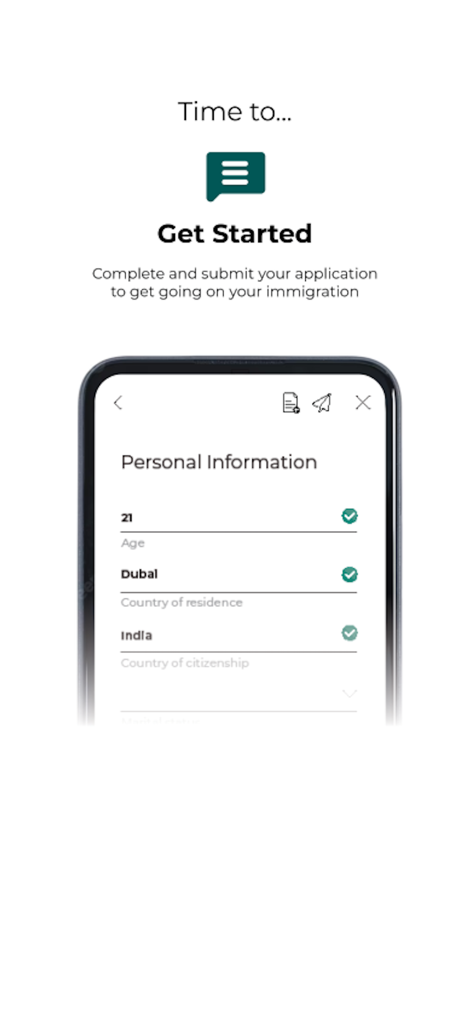 CanPR - Interface of the CanPR app showing a personal information form for Canadian immigration application