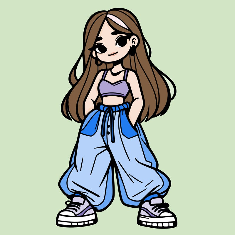 girl in crop top and baggy pants