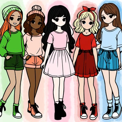 a group of five girls