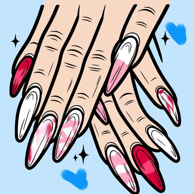 long nails with a design