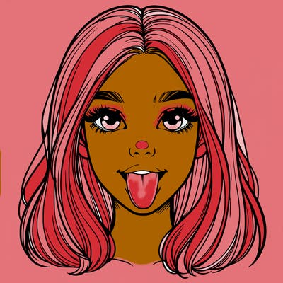 realistic girl with her tongue out