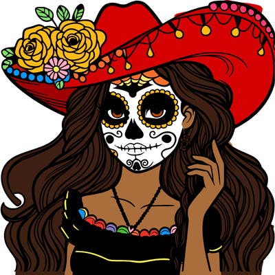 realistic mexican girl celebrating day of the dead