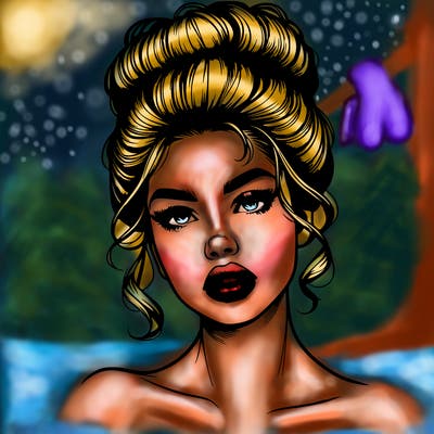 realistic girl wearing a 90s style up due and have full lips