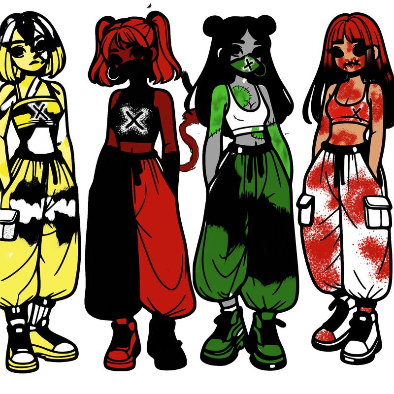 girls with crop top with baggy pants