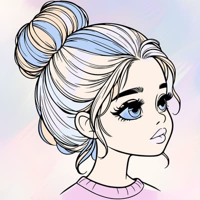 realistic girl with bun