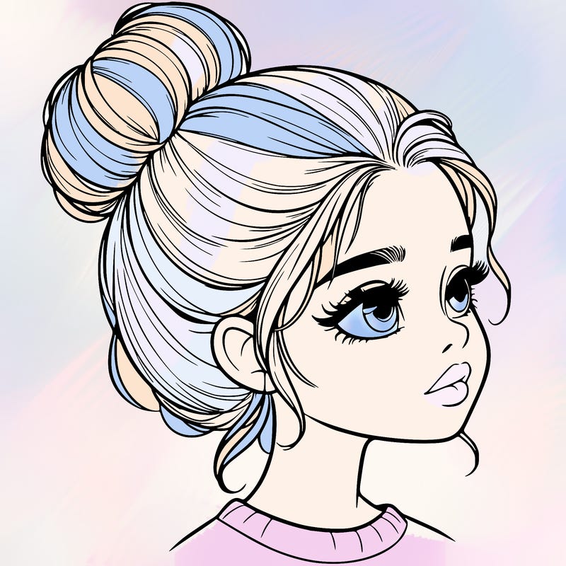 realistic girl with bun