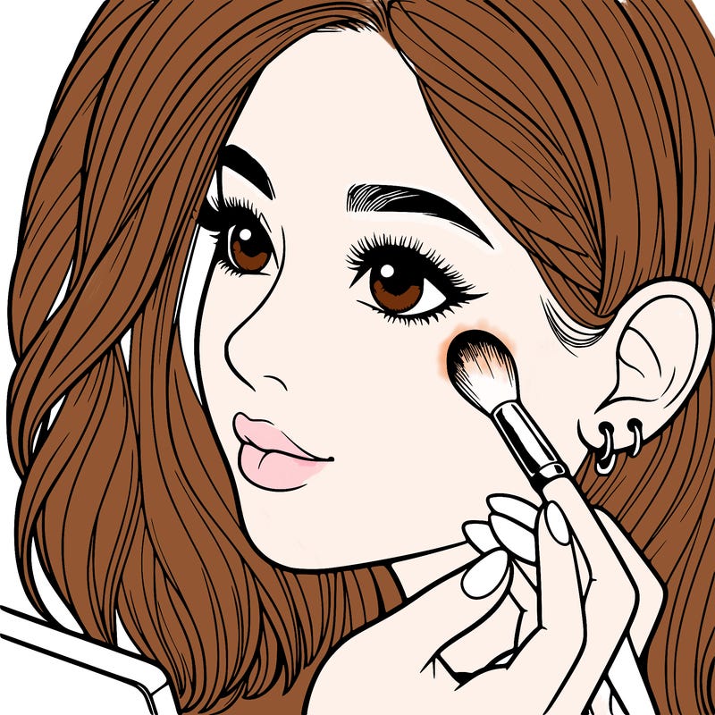 a realistic girl doing her makeup