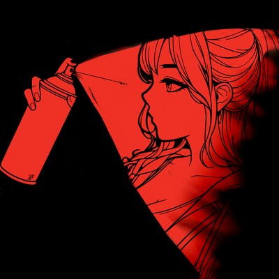 a realistic girl spray, painting