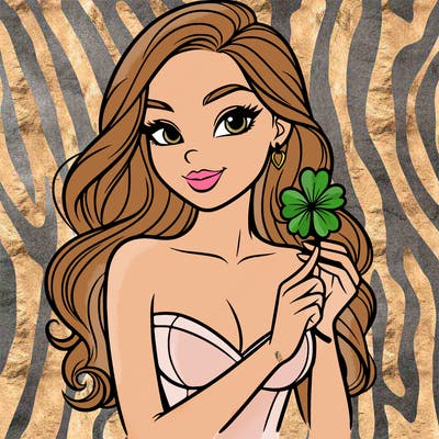 beautiful woman  carrying a clover