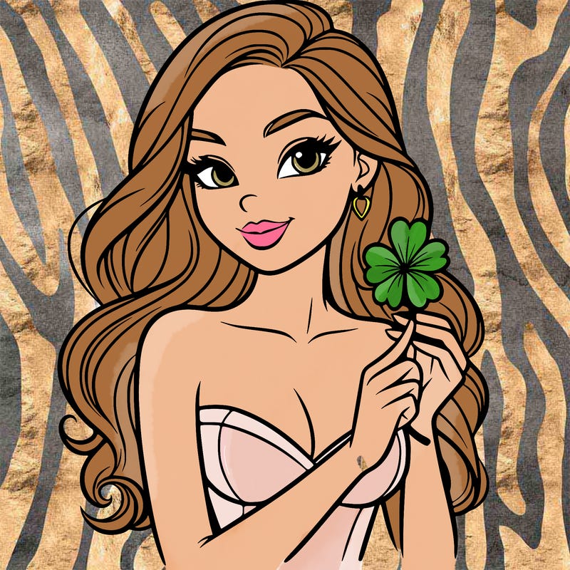 beautiful woman  carrying a clover