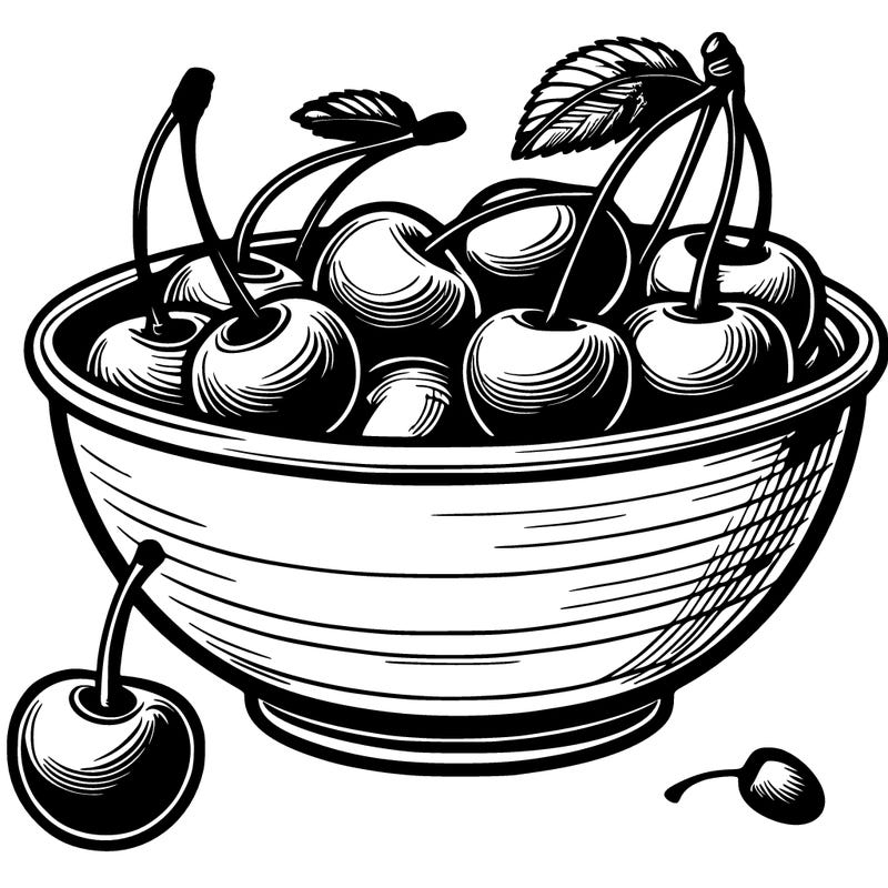 bowl with cherry's realistic