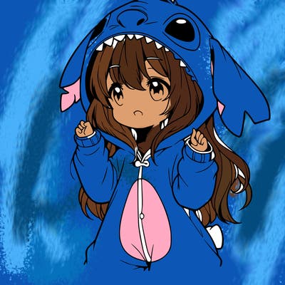 anime girl in a stitch onsie