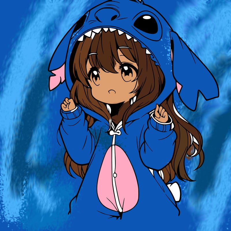 anime girl in a stitch onsie
