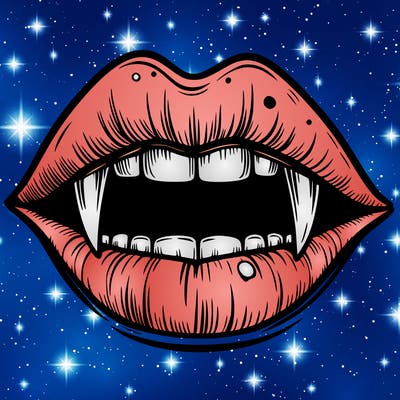 lips with vampire teeth