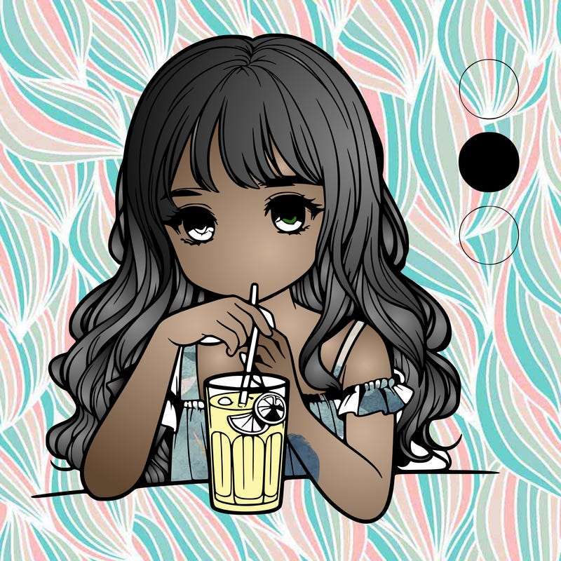 a girl, a realistic girl, drinking lemonade