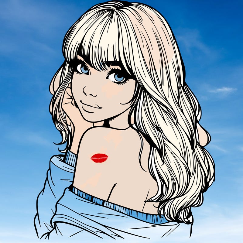 realistic girl with bangs looking over her shoulder