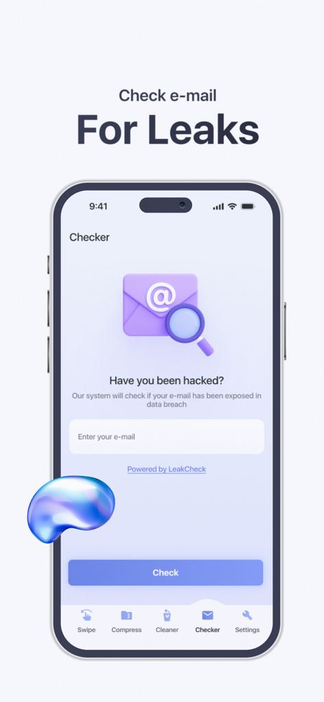 Phone Cleaner app feature to check email for data breaches