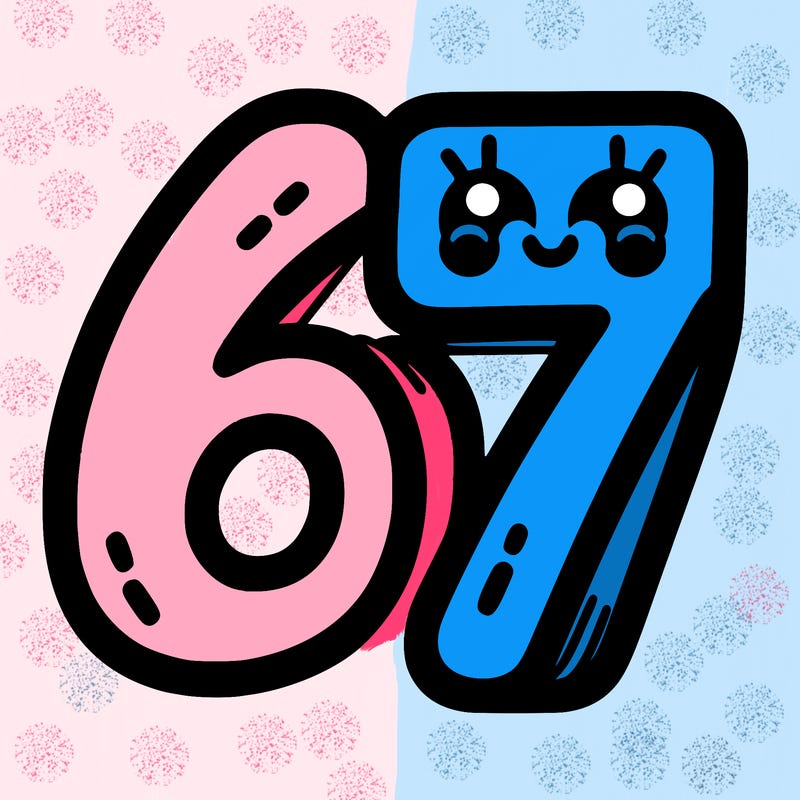 the numbers 67