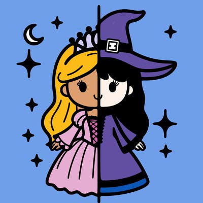 split princess and witch