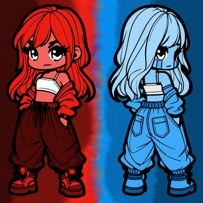 girl in crop top and baggy pants