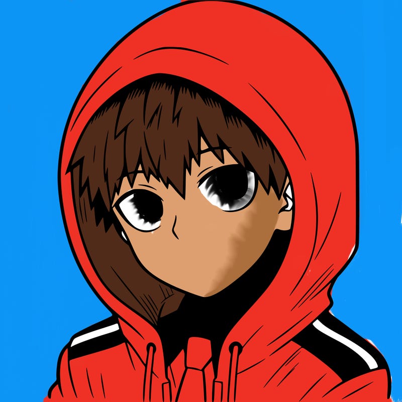 manga character with a hoodie