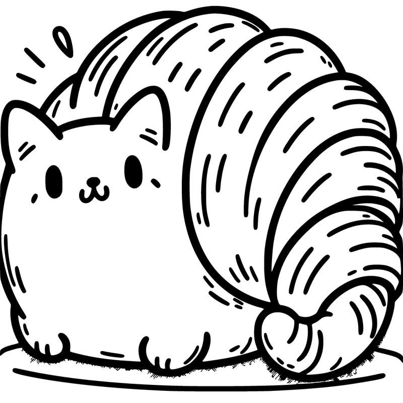 a chunky cat shaped like a croissant