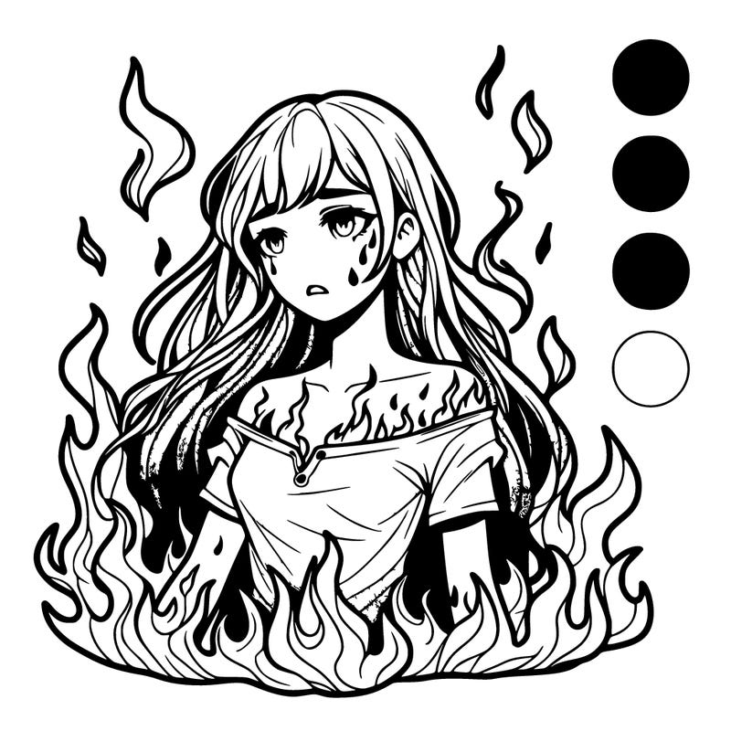 realistic girl in flames
