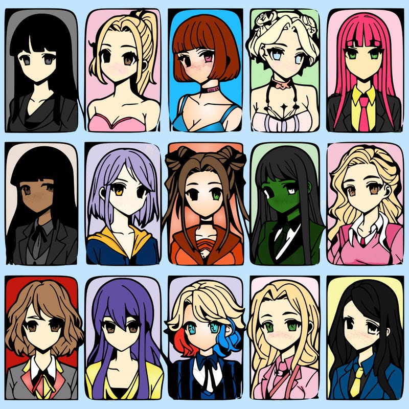 girls that look diffrent anime
