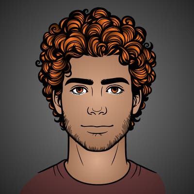 realistic man with curly hair