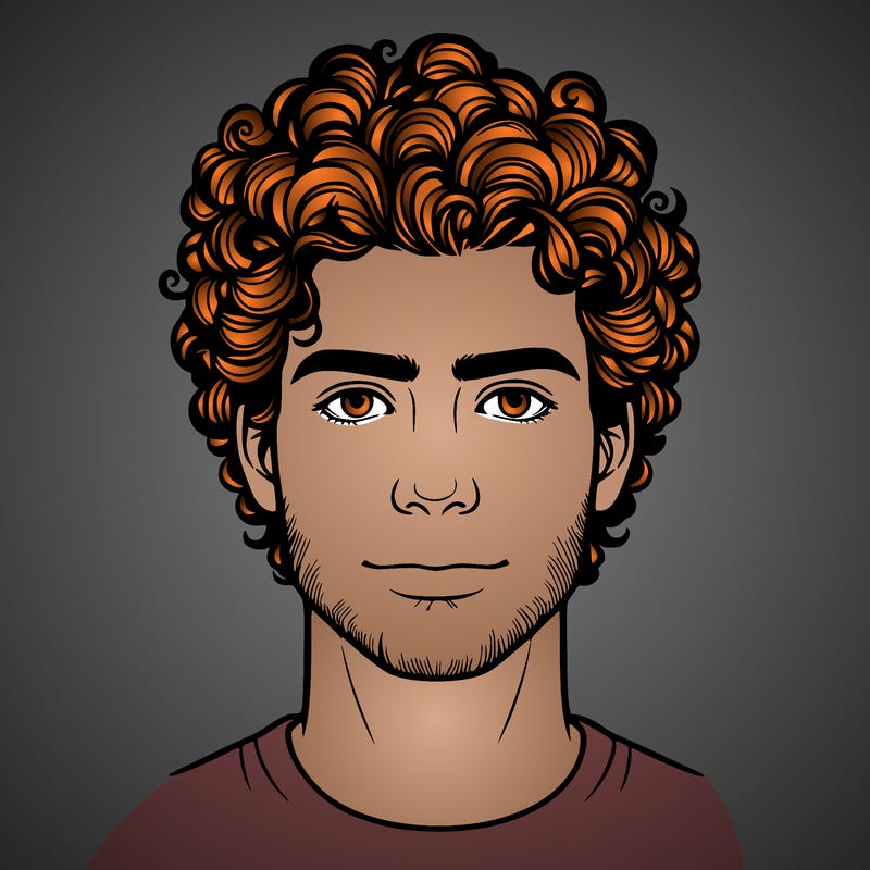 realistic man with curly hair