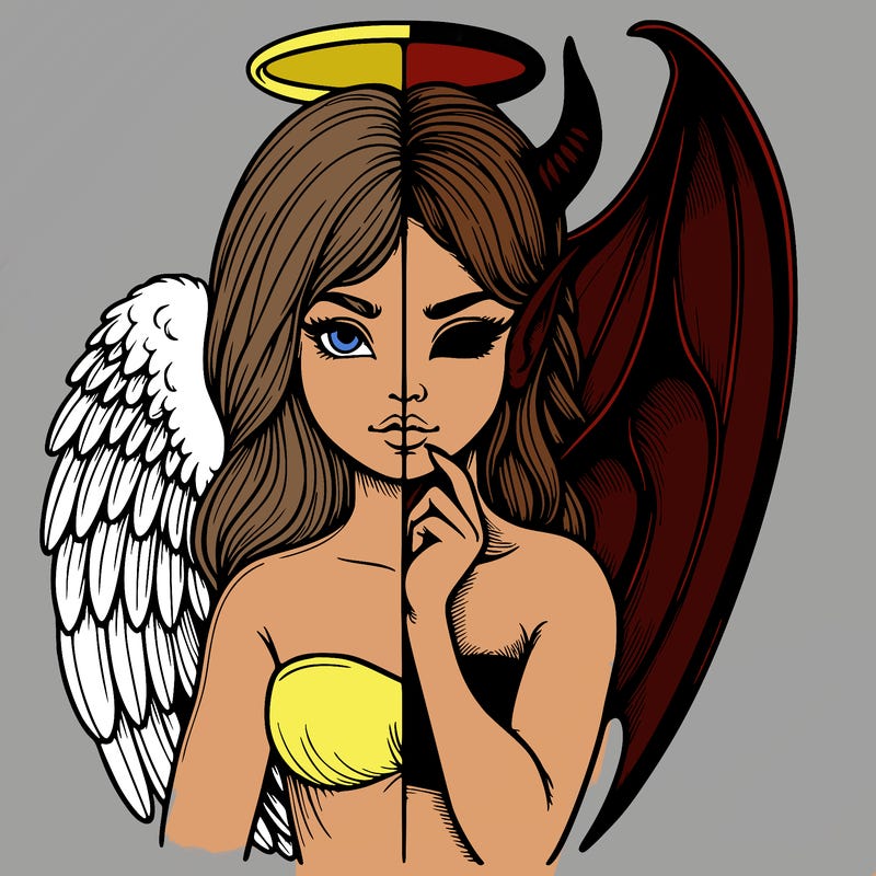 realistic angel half demon