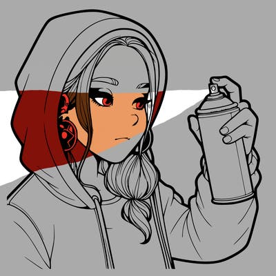 a realistic girl, spray painting