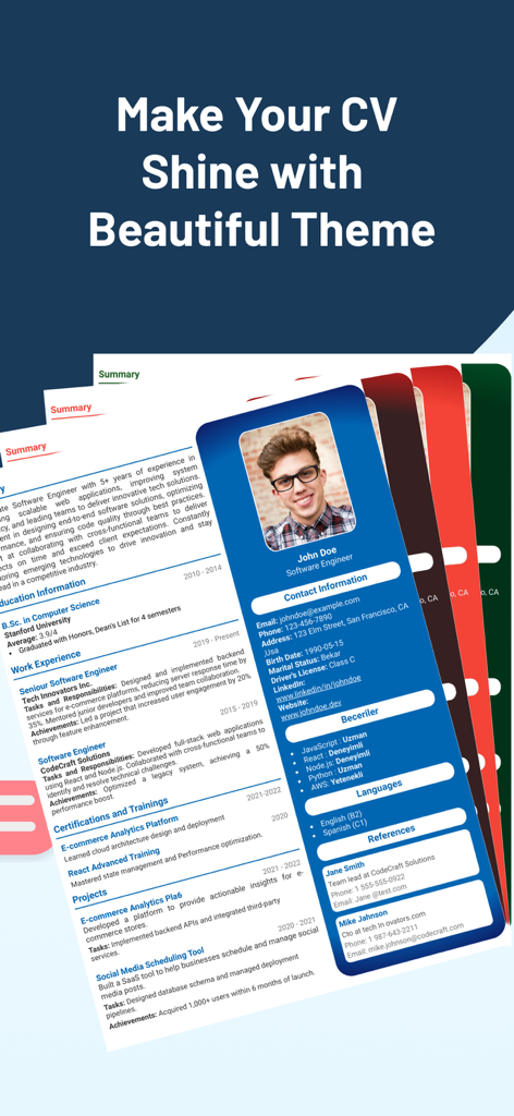 Boost CV & AI Resume Builder - A collection of colorful and professional resume templates showcased in the Boost CV app.