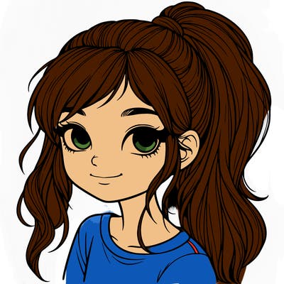 realistic girl with ponytail