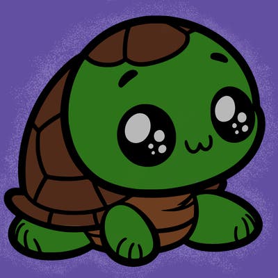 cute little animated turtle