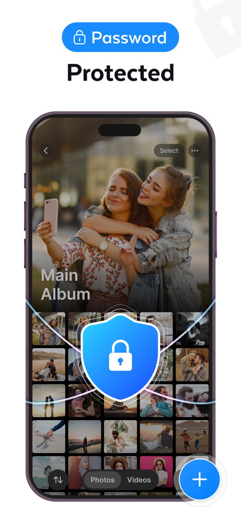 Secure Folder - Private Vault™ - Interface of Secure Folder app showing a password protected photo album