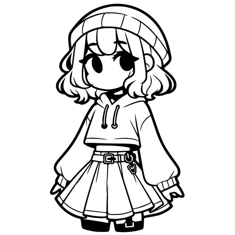 cute femboy with skirtand cropped hoodie