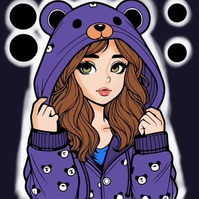 realistic girl in a animal pjs hoodie