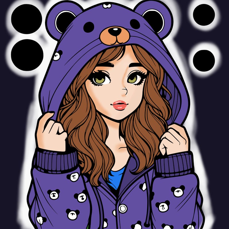 realistic girl in a animal pjs hoodie