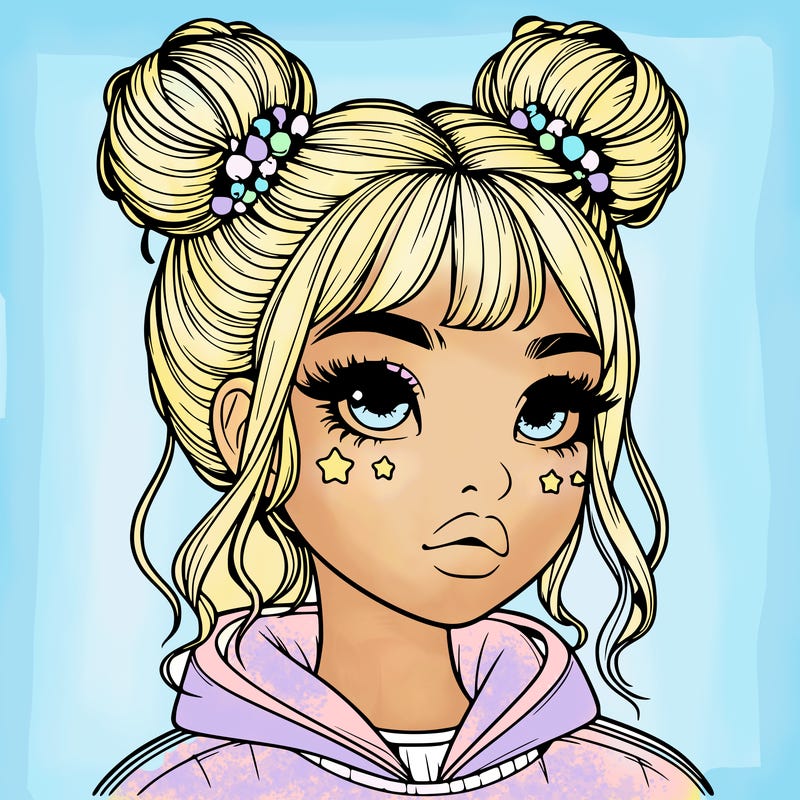 realistic girl with space buns