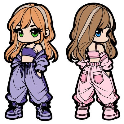 girl in crop top and baggy pants