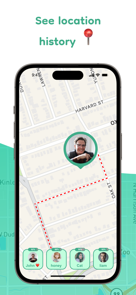 Phone Tracker ・ Family Locator - 家族の位置情報アプリで、家族のメンバーのルート履歴とバッテリーレベルを示すマップビュー