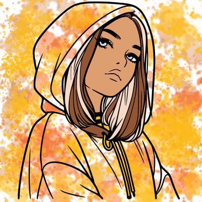 a realistic girl in a hoodie