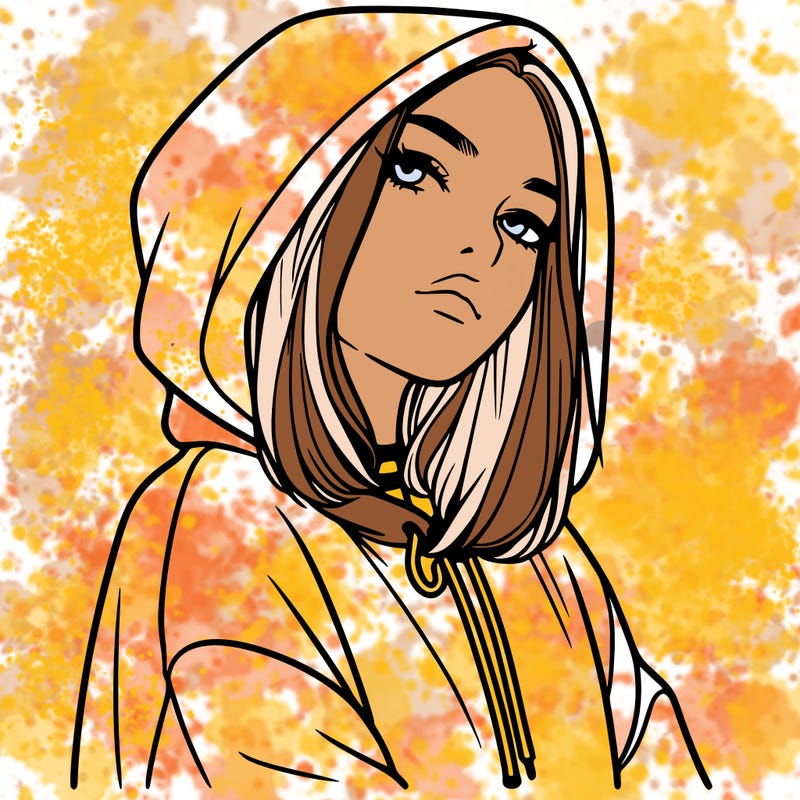 a realistic girl in a hoodie