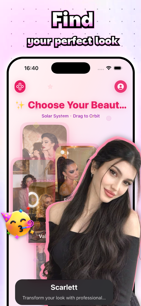 Drevo - Beauty - A mobile screen from the Drevo app displaying various AI beauty consultants like Scarlett for personalized beauty advice.