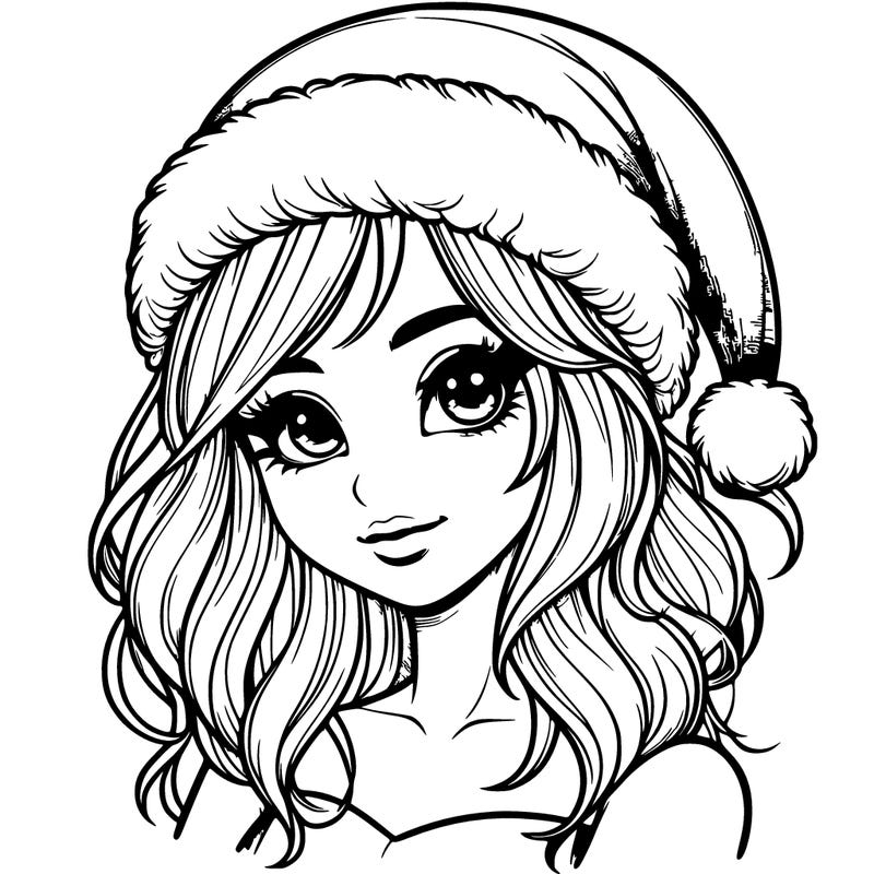 realistic girl in a santa hat