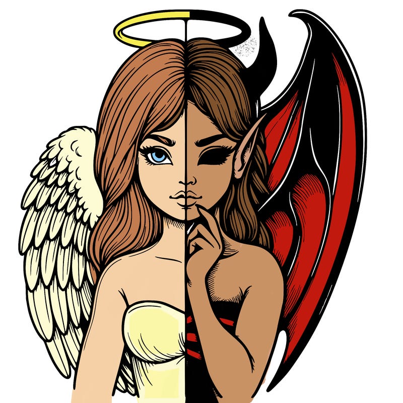 realistic angel half demon