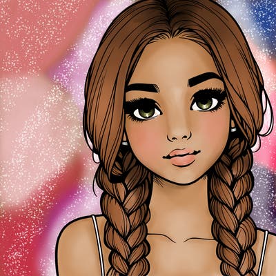realistic girl with braids