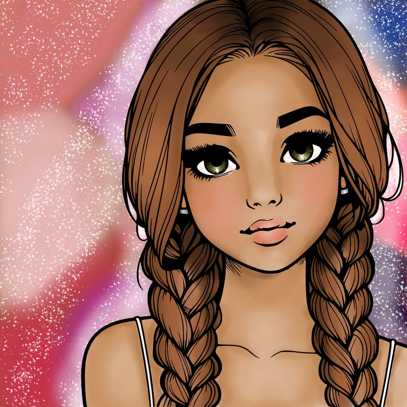 realistic girl with braids